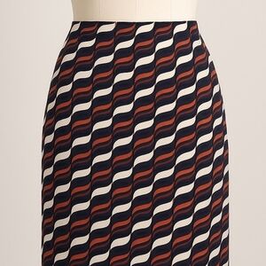 Ann Taylor Factory Black and White Wave Pattern Pencil Skirt Size 4